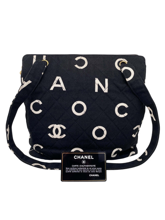 Coco Logo Letter Zipper Tote Bag Vintage