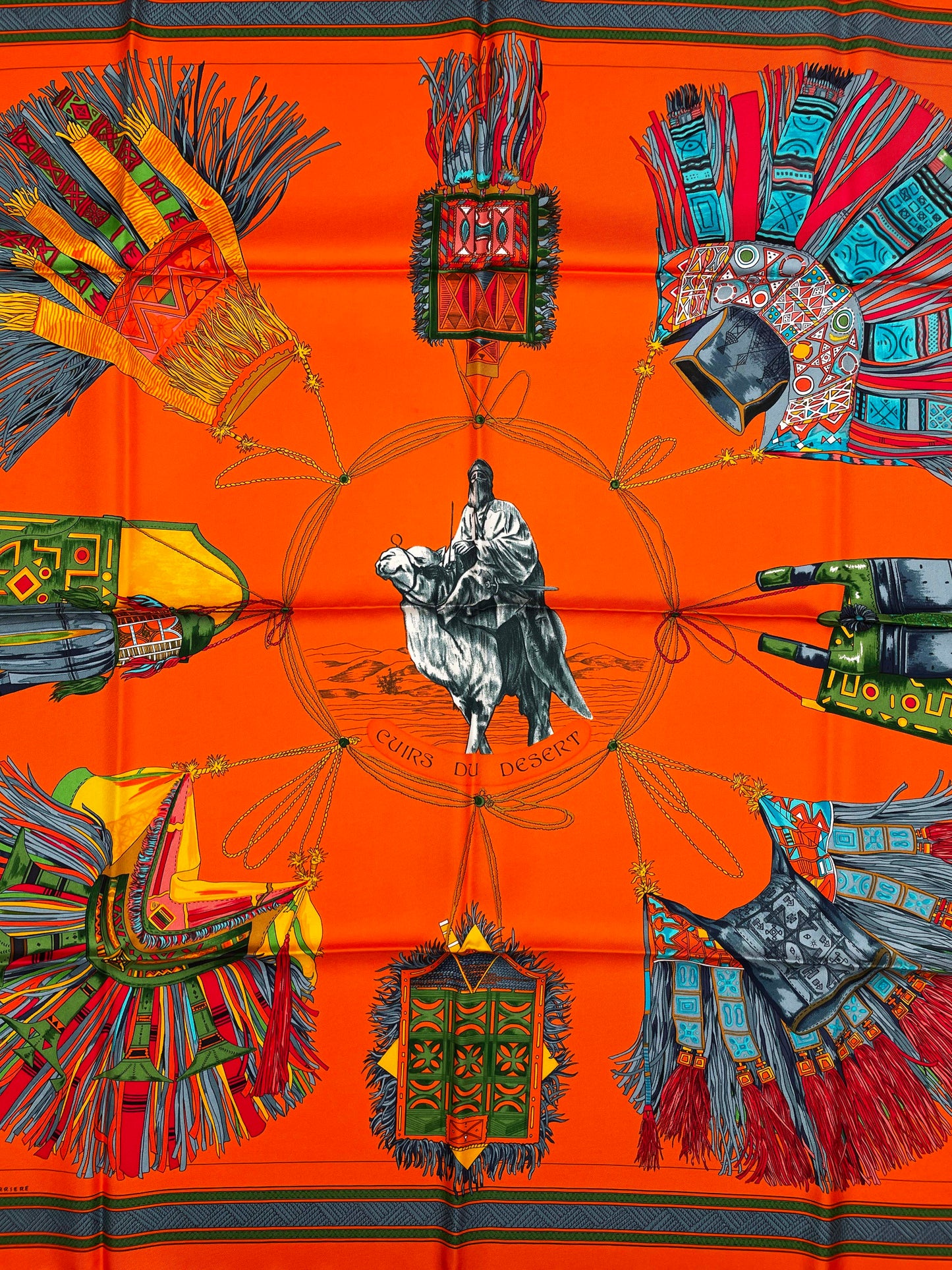 Seidentuch Carré 90 "Cuirs du Desert" - F. de La Perriere