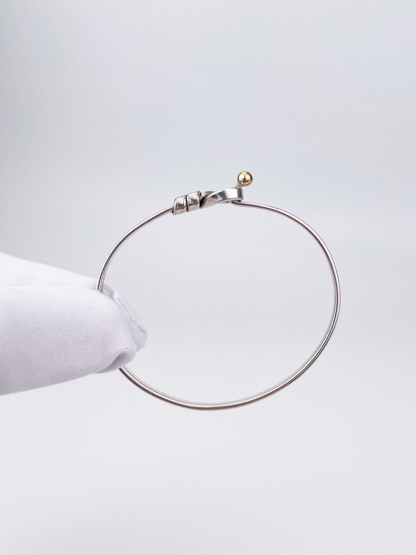 Hook & Eye Armreif - 925 Sterling Silber & 18K / 750er Gelbgold