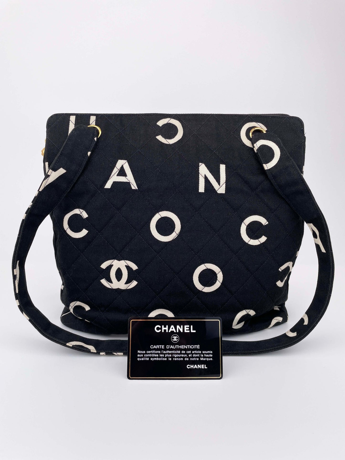 Coco Logo Letter Zipper Tote Bag Vintage
