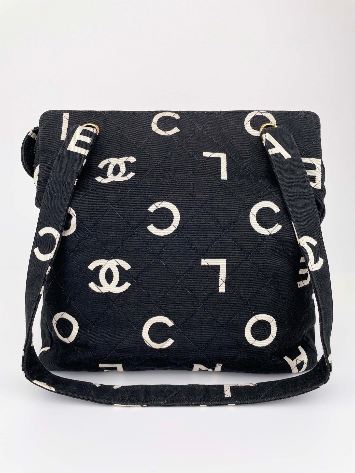 Coco Logo Letter Zipper Tote Bag Vintage